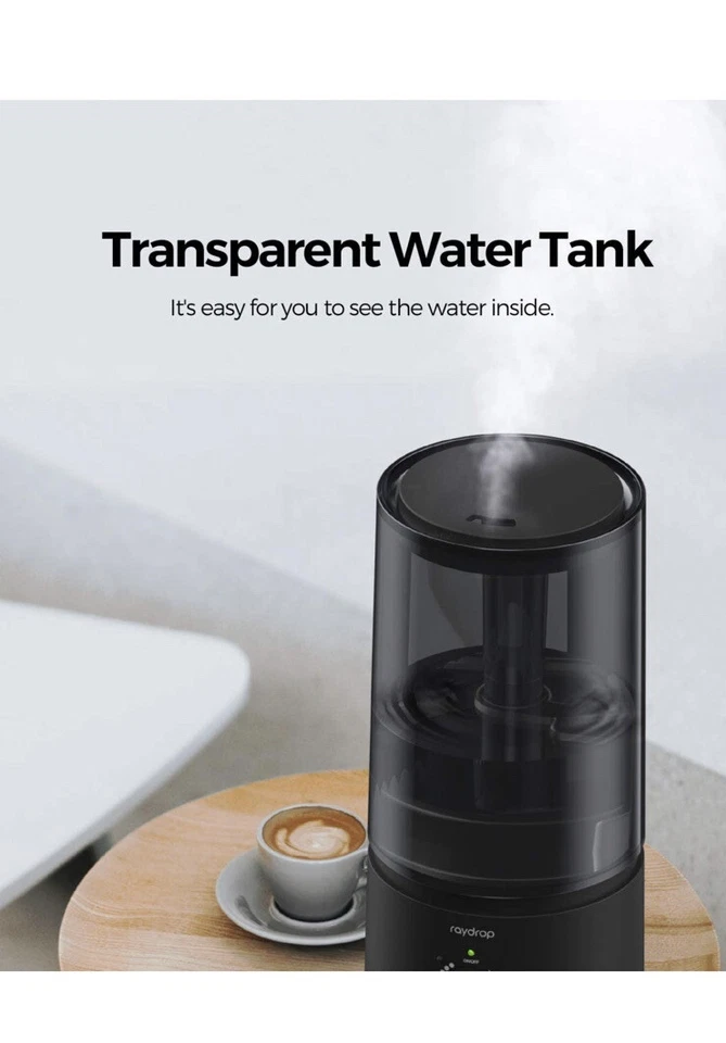 raydrop Cool Mist Humidifiers for bedroom 1.70 L Quiet and Small Ultrasonic Hum - Image 3 of 4
