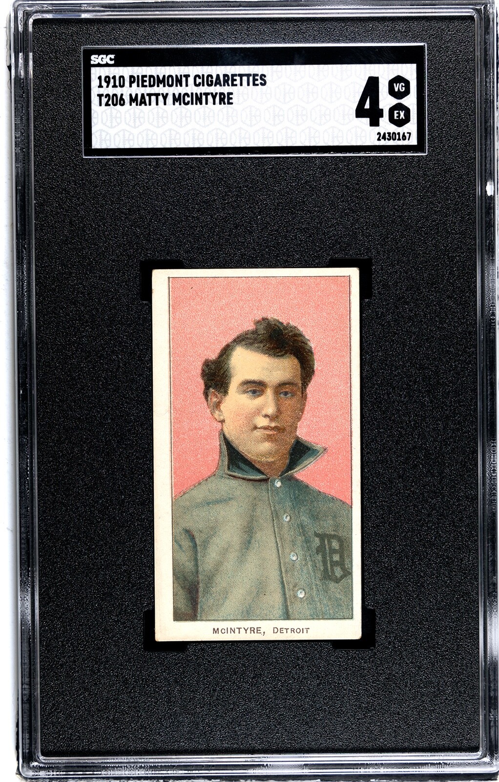 1910 Piedmont T206 Matty Mcintrye SGC 4 SN:2430167 #135