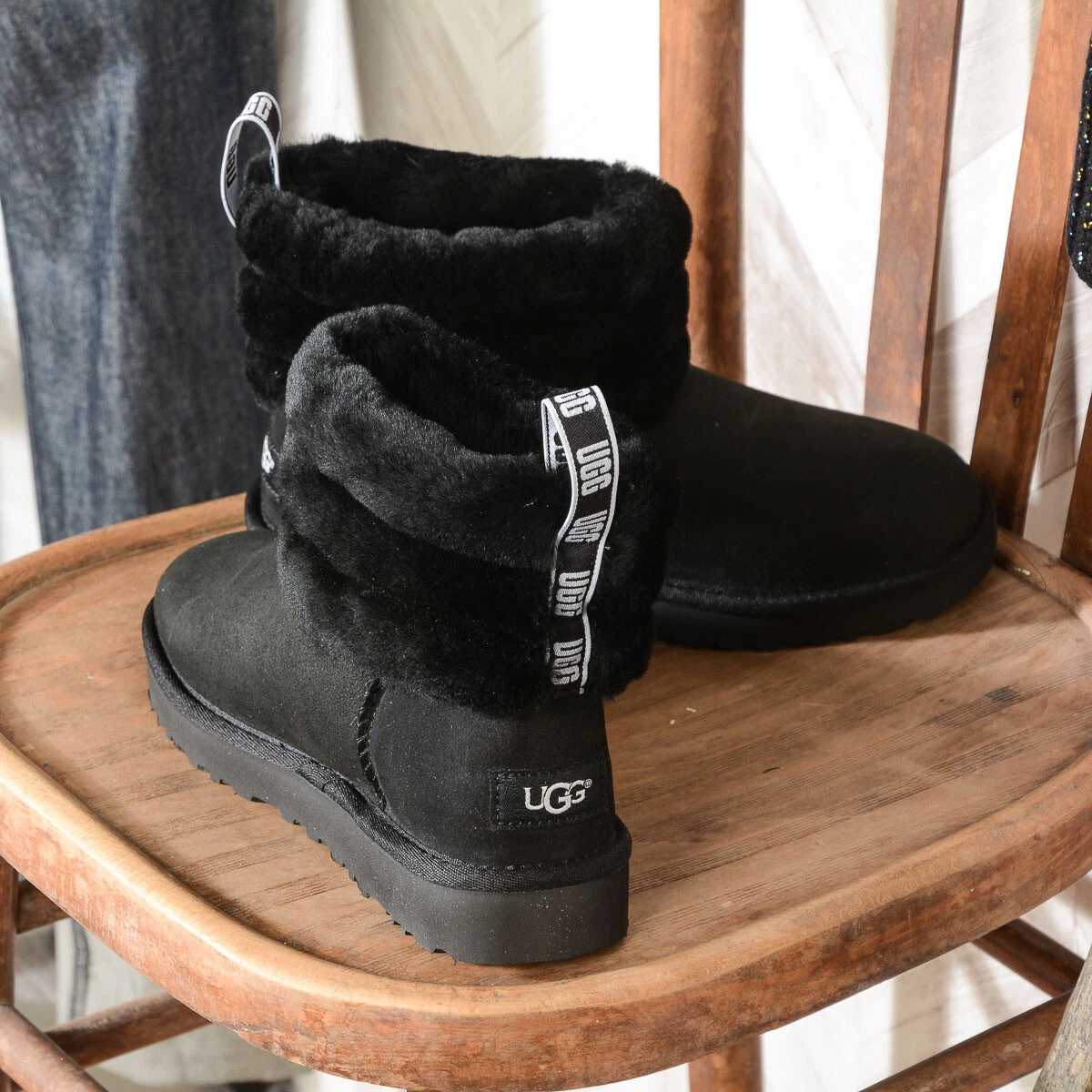 UGG Australia Stivali mini nero Donna W FLUFF MINI QUILTED 1098533