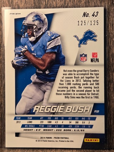 2014 Panini Prizm Red Power Prizm #D 125/125 Reggie Bush #43 Rare SP - Picture 2 of 2