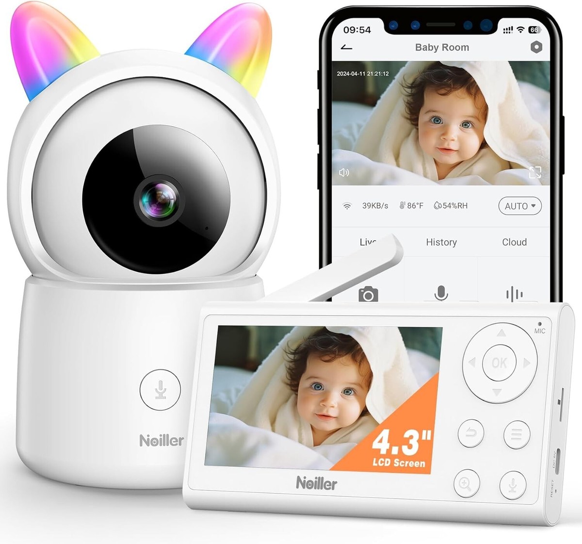 Noiller Baby Monitor, Video Baby Monitor with 1080P Camera