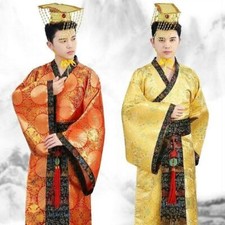 Mens Ancient Hanfu Costume Chinese Tang Emperor Performance Outfit Cosplay Retro