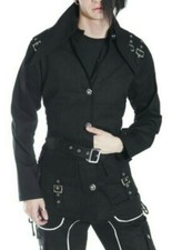Hard Leather Stuff gothic Laced Shirt Y2K Military Jacke Gehrock SteamPunk EMP M