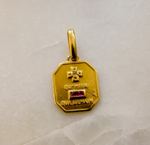 Authentic French Medal of Love Augis Shield Charm Pendant 14k Yellow Gold Plated