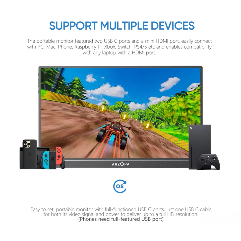 Ultra Slim 15.6'' Portable Monitor IPS Extender Second Screen Display for Laptop - Image 3 of 4