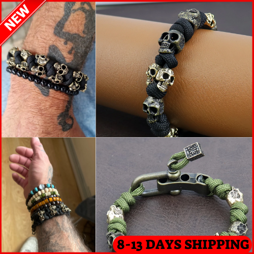 Fashion Design Skull Army Paracord Bracelet Men Vintage Jewelry Accessories ✅