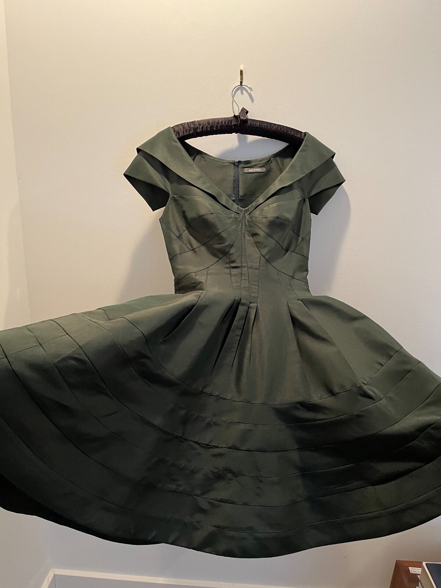 Zac Posen V-Neck Flare Dress, Green | eBay Zac Posen V-Neck Flare Dress, Green | eBay