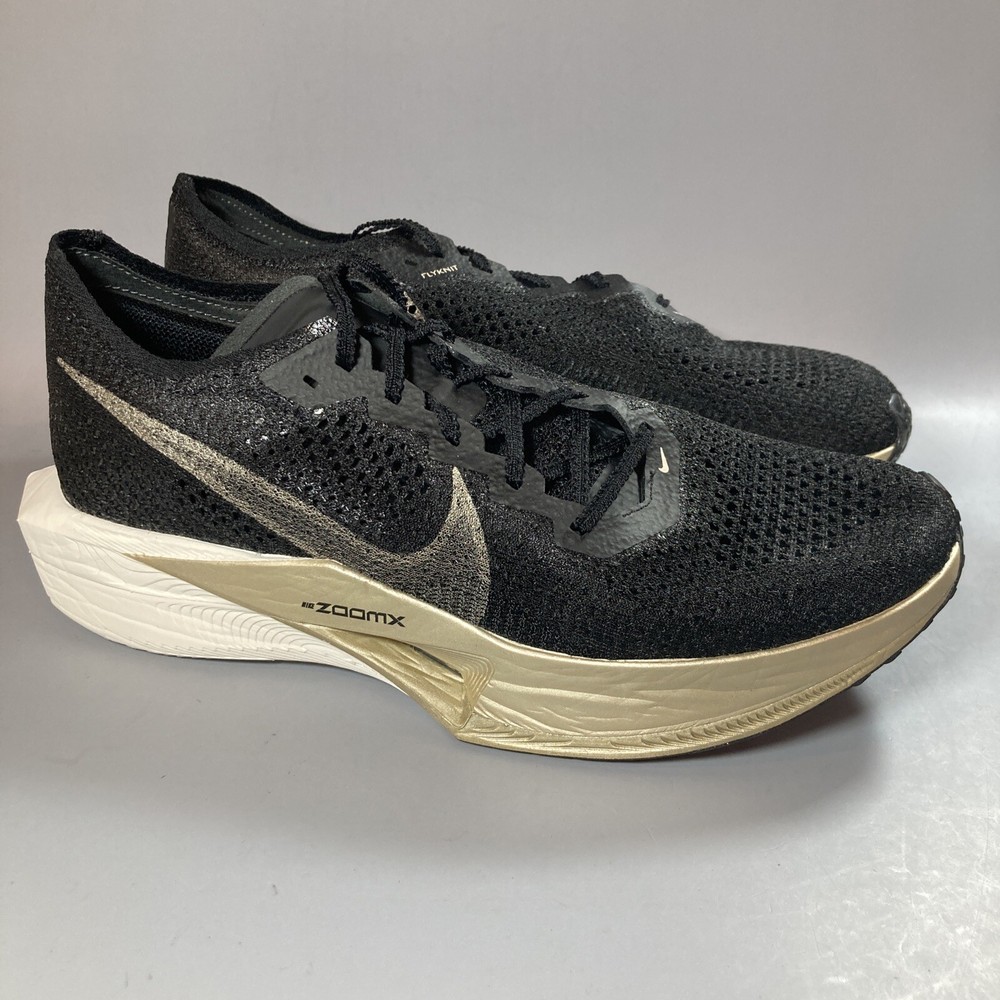 Nike ZoomX Vaporfly Next% 3 Low Size 11.5 Black Metallic Gold Grain Running Shoes