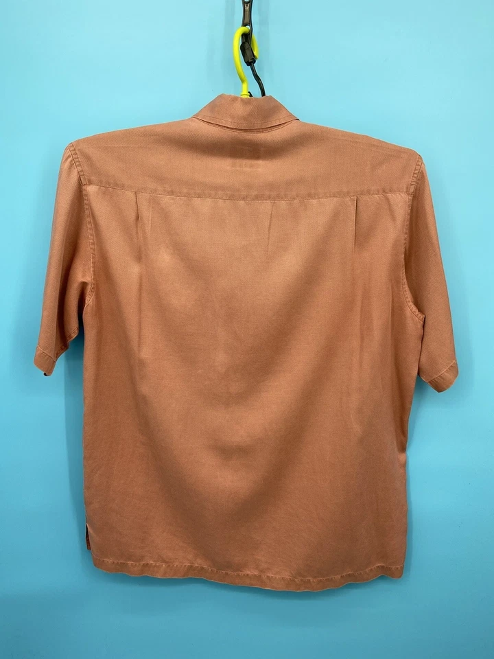 Talbots Button Down Short Sleeve Shirt Mens Large Red Silk Pocket Lightweight Up - Image 2 of 4