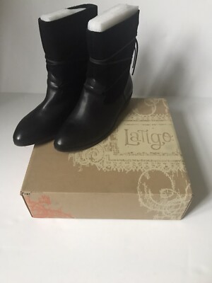 New LATIGO Pogo Black Suede Leather Short Boots From Garnet