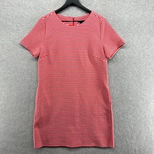 Ann Taylor Dress Womens Size 8 Pink Red Striped Short Sleeve Shift Pockets