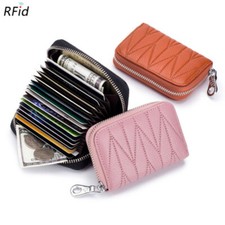RFID Blocking Credit Card Holder Womens Wallet Leather Zipper Purse Short Wallet