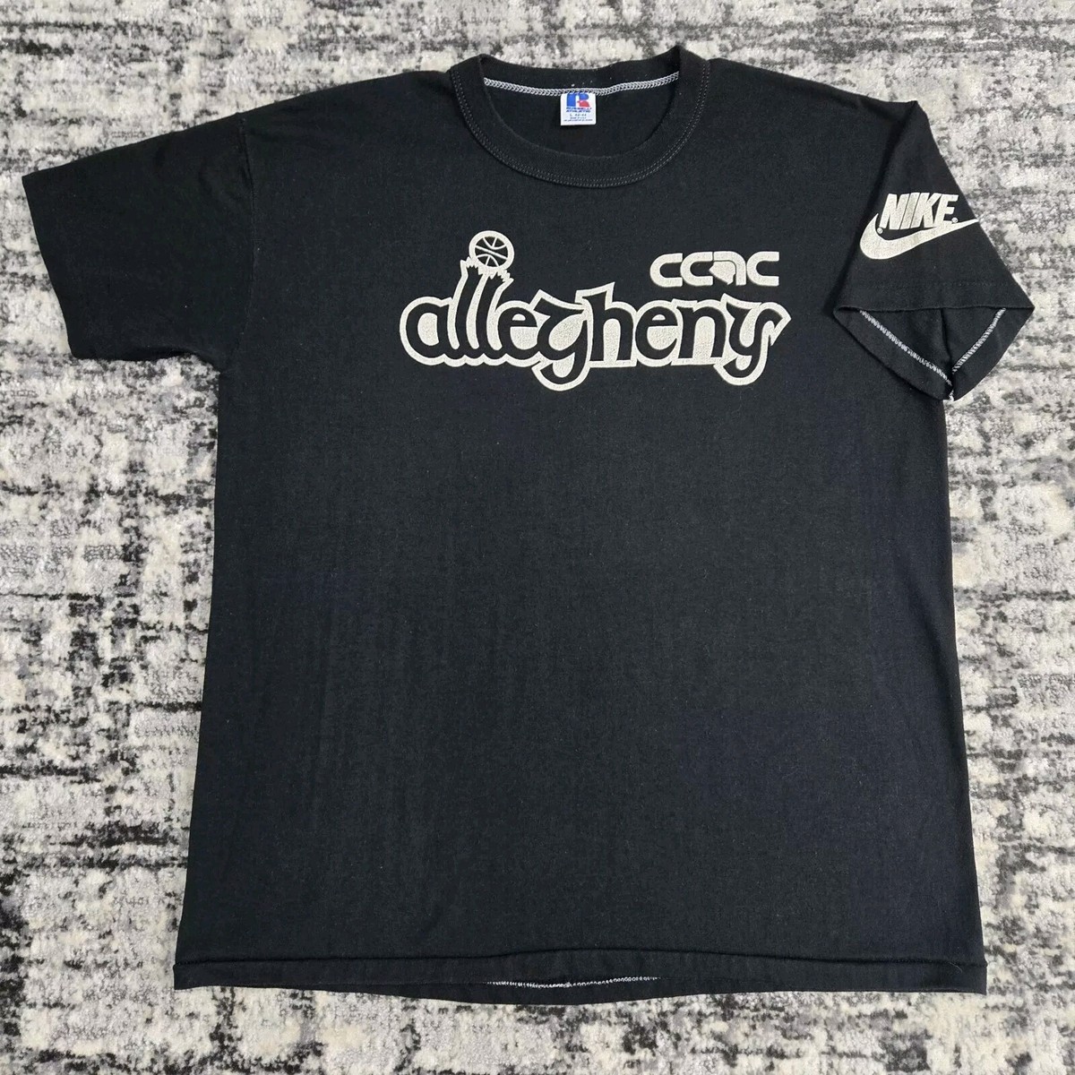 Vtg 1980s Nike Allegheny Basketball Shirt Large Russell Athletic