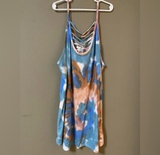 Bibi American Tie Dye Strappy Chest Tank NWT Red, Blue, Pink, White Large