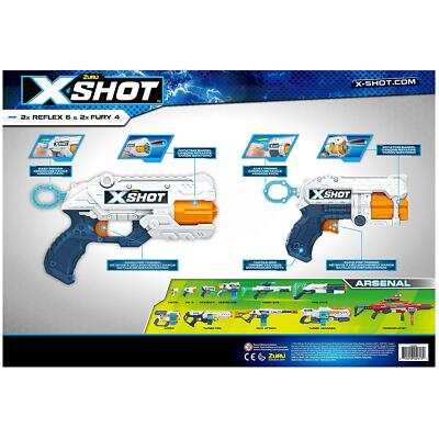 Zuru X-Shot, 2 x Reflex 6 + Double Fury 4 + 96 Darts Air Blaster