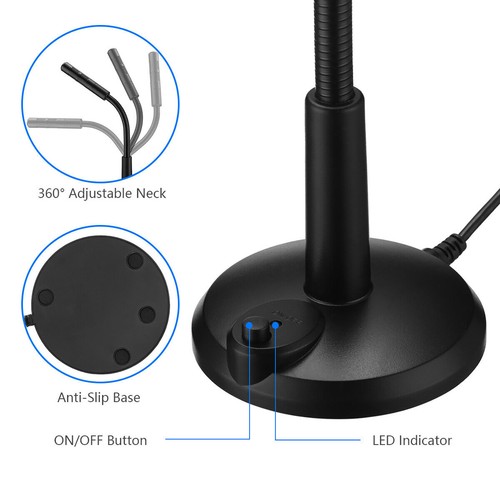 Computer Mini Condenser Microphone USB Stand Recording Mic For PC Desktop Laptop - Photo 5/13