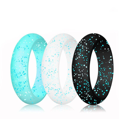 10 Pack Wedding Silicone Rings With Rhinestones - 5.7mm Wide Comfort Bands For Active Men & Women, Multiple Colors