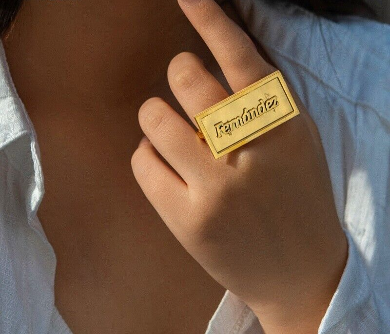 Customized Name Two-Finger Silver Plated Ring for Men and Women