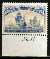 US.#233 PLATE #17  COLUMBIIAN ISSUE OF 1893 - NG - VF - CV - $65.00  (ESP#4571)