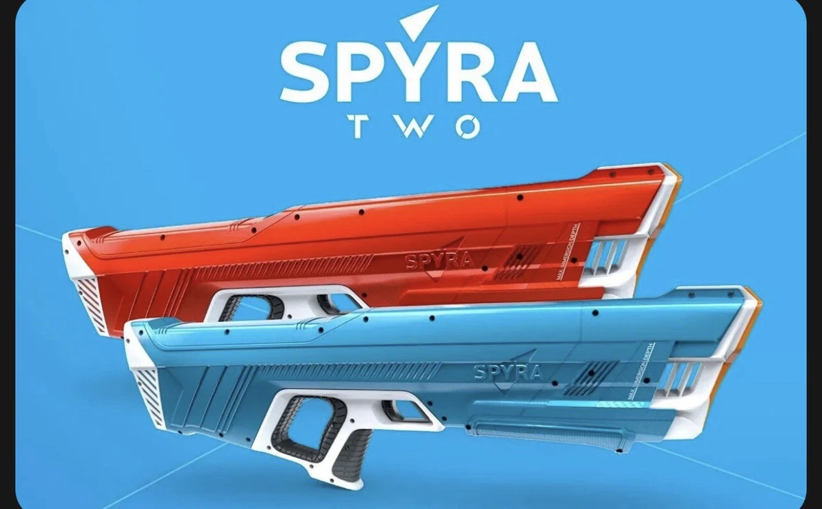 Spyra Two Electronic Water Gun Super Blaster Duel Pack Red and Blue