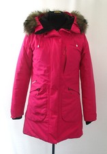 Didriksons 1913 Ladies Pink Storm System Anorak Coat Fur Trim Hood Size 34