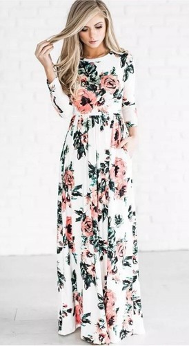 Women Summer Boho Long Sundress Maxi Evening Party Kaftan Beach Dress XXL - Picture 4 of 12