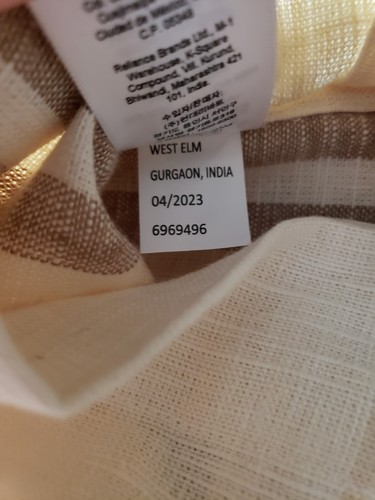 West Elm Textured Luxe Stripe Linen Curtain drape Sand 48x96 - Picture 2 of 3