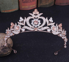 5 Colors 5cm High Large Flower Crystal Crown Tiara Wedding Prom Queen Princess