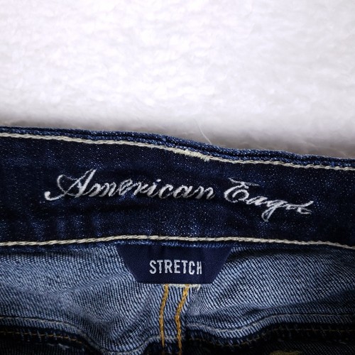 American Eagle Frayed Cutoff Denim Shorts Womens 8 Blue Tribal Aztec Boho Y2K - Picture 7 of 10