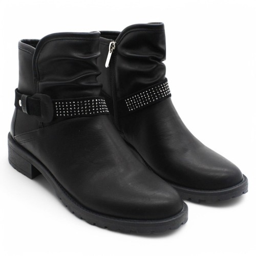 GC Shoes Womens MOTO Faux Leather Embellished Ankle Boots (Size 8.5)