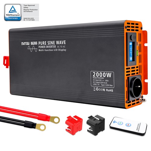 12V 24V a 230V 1500W 2000W Inversor de seno puro Convertidor de tensión Viaje - Imagen 37 de 48