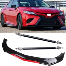 Front Bumper Lip Splitter Lower Spoiler Body Black+Red For Toyota Camry SE XSE