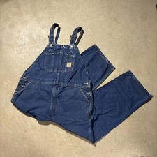 Vintage Y2K Carhartt R07 Denim Bib Overalls Mens 44x30 Blue Workwear