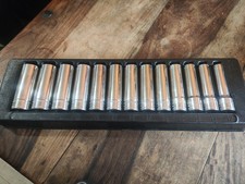 Snap on tools 13 pc 1/2" 6-Point Deep Socket Set 12-24 mm 313TSMYA £525RRP - VGC