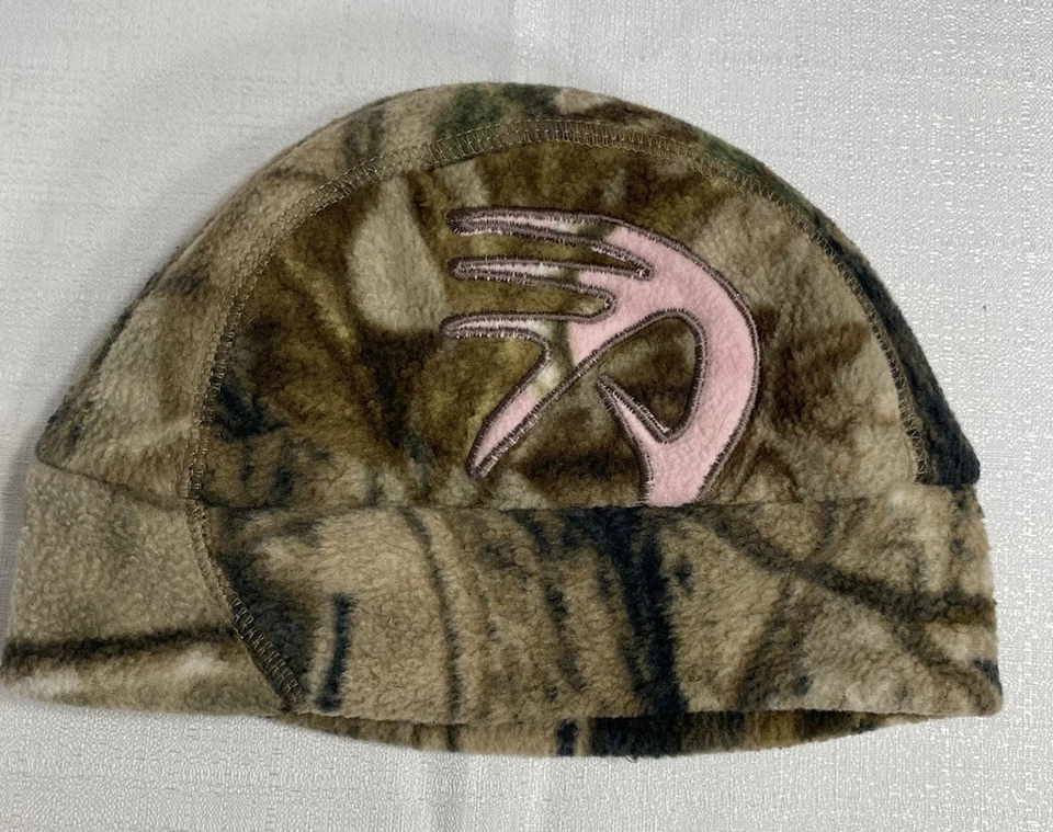 Legendary REVERSIBLE Mossy Oak Realtree Camo Pink Fleece/ Hunting Beanie Cap - Image 2 of 4