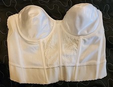 Vtg Lady Marlene White Strapless Longline Bra 36B Bustier 241 Low Back Lined R3