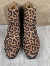 Franco Sarto Roar Leopard Print Women's Ankle Bootie Boots Block Heel Size 9M 