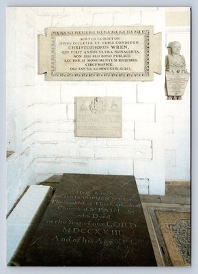 Sir Christopher Wren Tomb St. Paul's Cathedral Crypt London Postcard