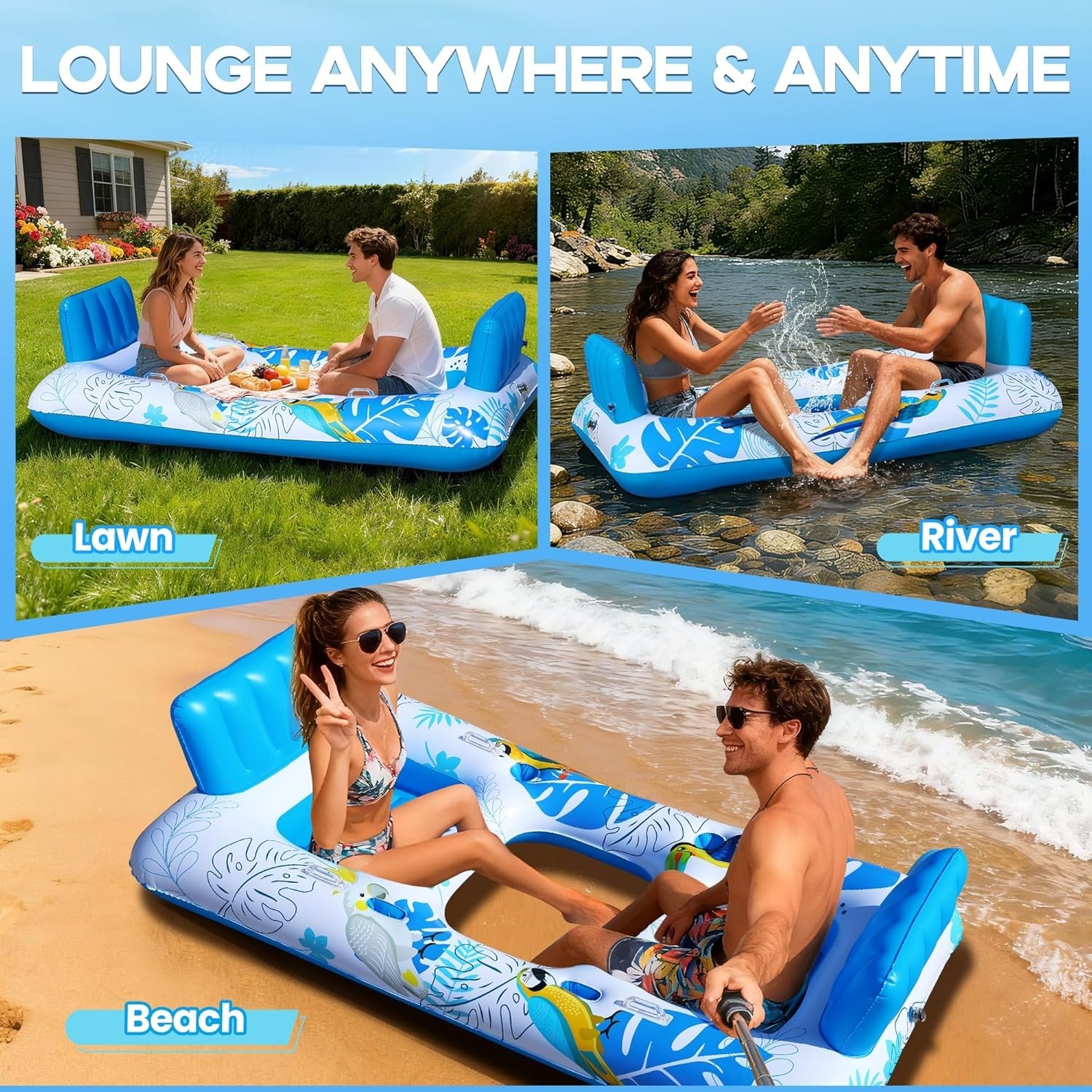 matelas gonflable piscine double – vue détaillée