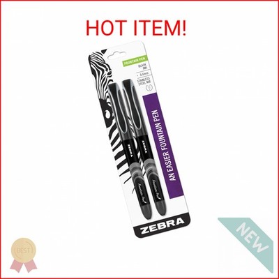 Zebra Pen, Fountain Pen, 0.6mm Fine Point, Stainless Steel Nib, Preloaded Black