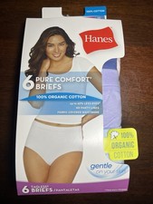 Hanes Women's Pure Comfort Briefs 100 Organic Cotton 6-Pack - Size 8 XL