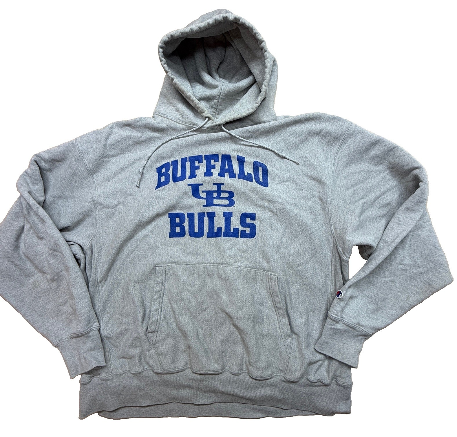 Vintage Champion Premium Reverse Weave Hoodie Buffalo Bulls Sweatshirt Gray 3XL