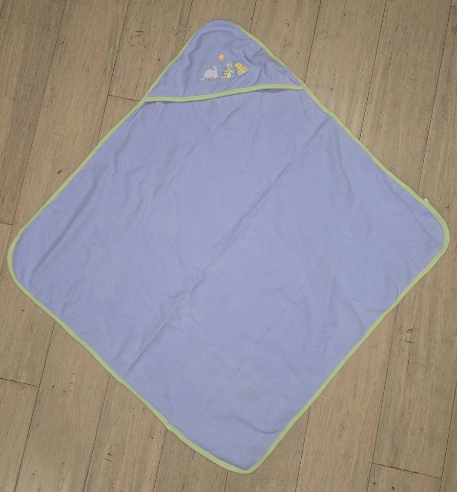 Manta de seguridad azul para bebé Nursery Rhymes con capucha acanalada dinosaurios 27 X 25" Foto 2 de 4