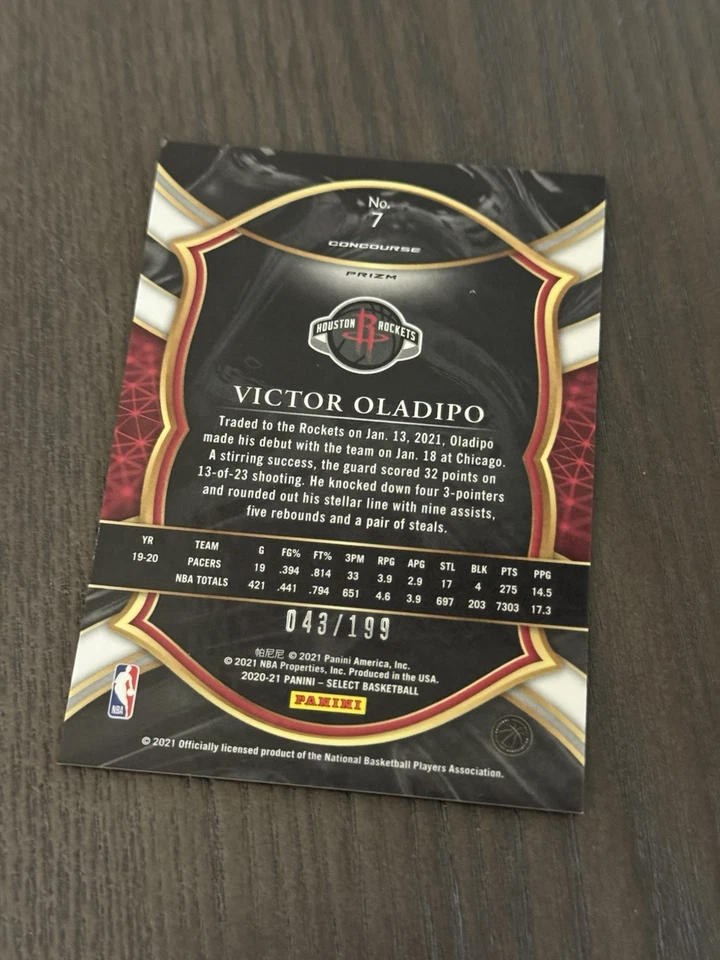 2020-21 Panini Select Concourse Red Prizm /199 #7 VICTOR OLADIPO Basketball Card - Image 4 of 4