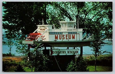 Winona Minnesota Levee Park Wilkie Steamboat Museum 1963 Vintage Postcard MN