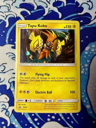 Pokémon Card TCG Tapu Koko SM30 Sun & Moon Black Star Promo Holo CORNER SWIRL🌀✨