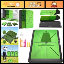 Golf Practice Mat for Indoor/Outdoor Training - Chipping & Swing Path Turf, Rubb
