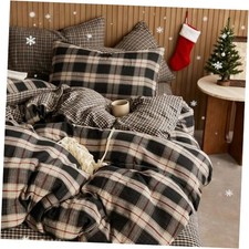 Vintage Red Black Plaid Duvet Cover Queen Queen 90" x 90" 03-a black Plaid