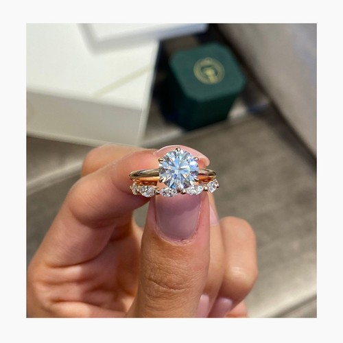 IGI Certified Diamond Band Bridal Ring F VS1 4.8 Ct Lab created 18K Rose Gold