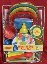 Melissa  Doug Let's Play House Wash and Dry Dish Set 24 pcs New Ages 3 